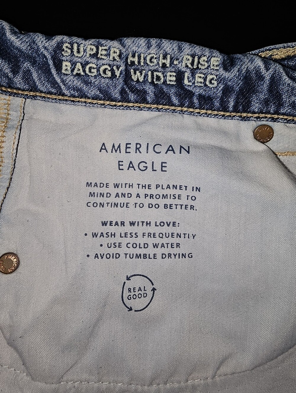 American Eagle Dreamy Drape Super Baggy High Rise Wide leg Denim Jeans - Picture 7 of 8